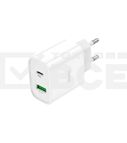 Зарядное устройство HOCO C80A Plus Rapido PD20W+QC3.0, 1xType-C, 1xUSB, белый