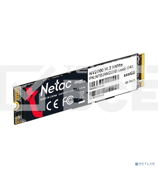 Накопитель SSD Netac NV2000, 512GB, PCIe 3.0 x4, M.2 2280, NVMe, R/W 2500/1950