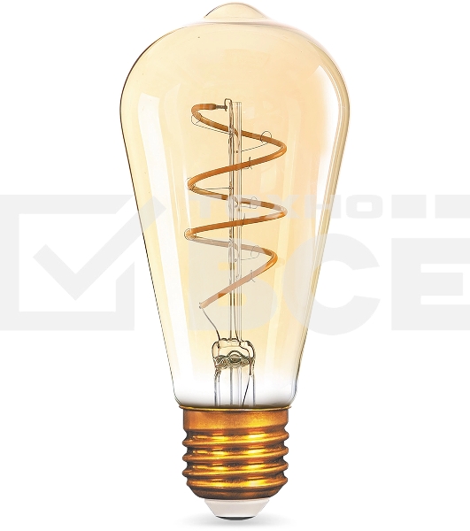 Лампа филам. Gauss Filament ST64 6Вт цок.:E27 эдисон 220B св.свеч.белый теп. (упак.:10шт) (157802006)