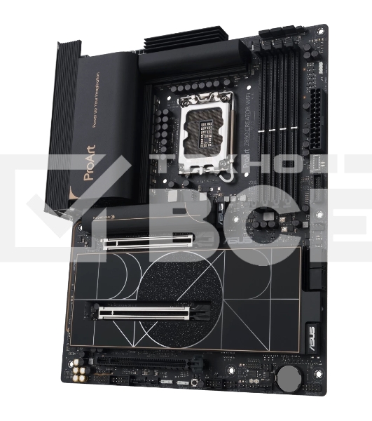 Материнская плата ASUS ProArt Z890-CREATOR WIFI, LGA 1851, Intel Z890, 4xDDR5, 4xSATA, 5xM.2, 2xPCIe 5.0 x16, 1xPCIe 4.0 x16, 1xHDMI, 1xDP, 1x 10Gb LAN, 1x 2.5Gb LAN, 2xUSB-C 10Gbps, 6xUSB-A 10Gbps, 1xUSB-A 2.0, 7.1, ATX