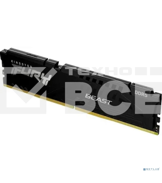 Оперативная память Kingston Fury Beast, DDR5, 32GB (1x32GB), 6000MHz, CL30, DIMM, с радиатором, черный