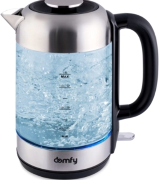 Чайник электрический Domfy DSM-EK401 1.8л. 2200Вт черный/прозрачный (корпус: стекло)