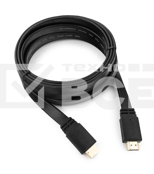 Кабель Cablexpert HDMI CC-HDMI4F-10, 19M/19M, v2.0, медь, позол.разъемы, экран, плоский кабель, 3м, черный, пакет