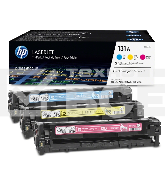 Картридж лазерный комплект HP 131A U0SL1AM голубой/пурпурный/желтый для HP LJ Pro 200/Color M251/M251n/M25 (3 х 1800стр.)