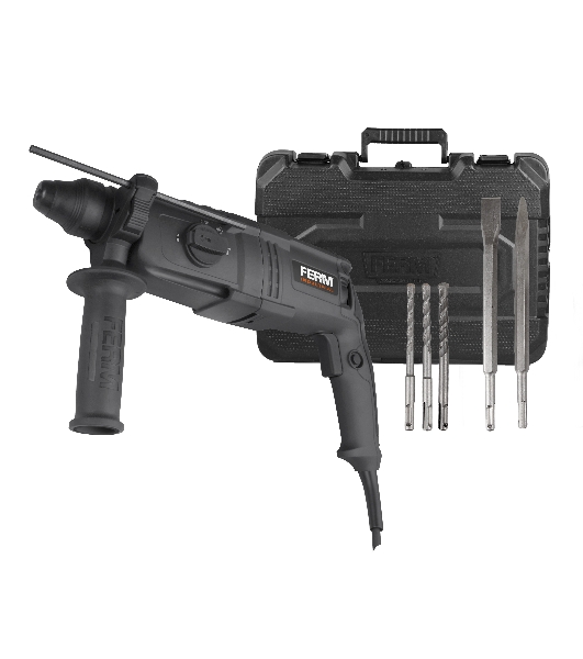 Перфоратор FERM SDS-plus HDM1038P мощность - 800 W/сила удара - 2,7 Дж/число ударов в мин - 0-5500/бетон/cталь/дерево-26/13/30