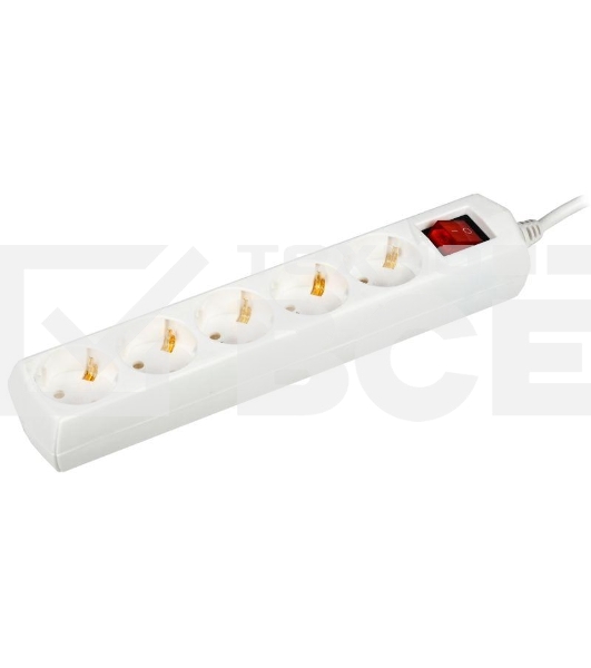 Сетевой удлинитель IEK У05В WYP10-10-05-07-ZK-G, 7м, 5 розеток, белый