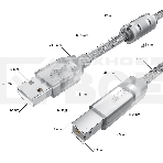 Кабель GCR PROF 0.75m USB 2.0, AM/BM, прозрачный, ферритовые кольца, 28/24 AWG, экран, армированный, морозостойкий, GCR-52421 GCR Кабель PROF 0.75m USB 2.0, AM/BM, прозрачный, ферритовые кольца, 28/24 AWG, экран, армированный, морозостойкий, GCR-52421, фото6