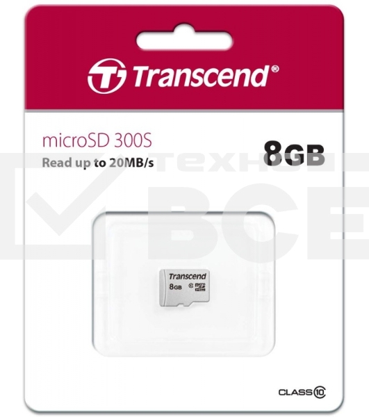 Флеш карта microSDHC 8Gb Class10 Transcend TS8GUSD300S w/o adapter