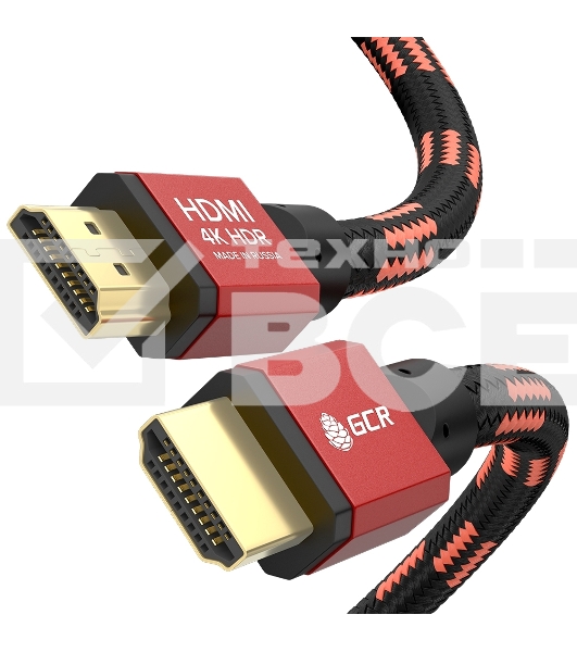 Кабель PROF 1.0m HDMI 2.0, BICOLOR ECO Soft капрон, AL корпус красный, HDR 4:2:2, Ultra HD, 4K 60 fps 60Hz/5K*30Hz, 3D, AUDIO, 18.0 Гбит/с, 28AWG, GCR-54506