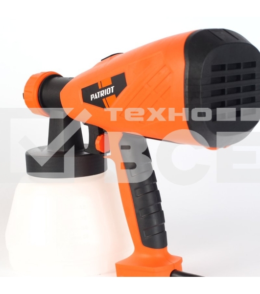 Краскопульт электрический PATRIOT SG500 HVLP 500 Вт., 100 DIN/сек, Расход 900 мл/мин., Резервуар: 1300 мл