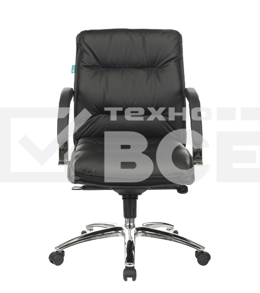 Кресло руководителя Бюрократ T-9927SL-LOW/BLACK черный, кожа, низкая спинка, крестовина хром