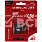 Флеш карта QUMO MicroSDXC 128 Gb 90/70 МБ/с UHS-I U3, Pro seria 3.0 , адаптер в комплекте SD, красная картонная упаковка, фото 1