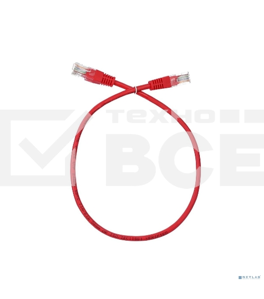 Патчкорд литой Aopen/Qust UTP кат.5е 0,5м красный