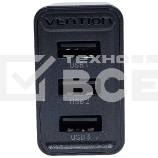 Сетевое зарядное устройство Vention на 3 порта USB 2.4A Черный