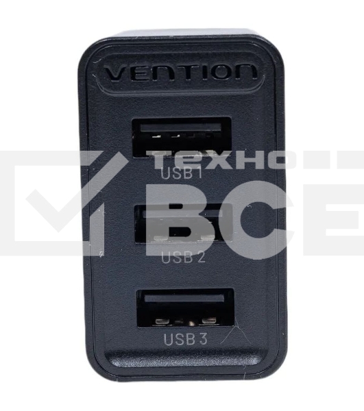 Сетевое зарядное устройство Vention на 3 порта USB 2.4A Черный