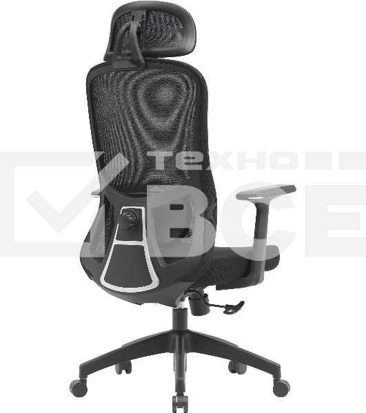 Кресло компьютерное Cactus CS-MC515-BK черный, сиденье черный, сетка/ткань, с подголов. крестов. пластик, пластик черный