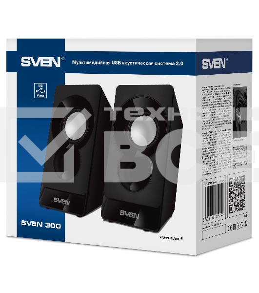 Колонки Sven 300 2.0 черный 6Вт