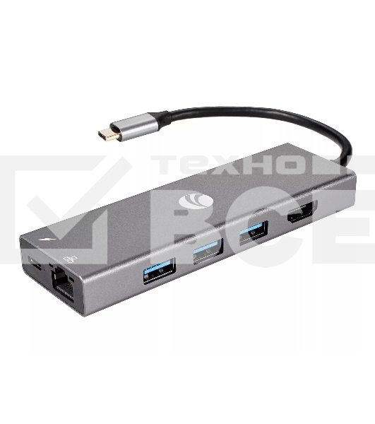 Адаптер VCOM CU459 Type-Cm --> RJ-45+2USB3.0(f) + PD100 Вт Alum Shell VCOM <CU459>