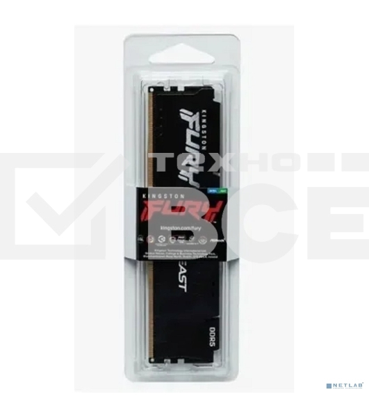 Оперативная память Kingston Fury Beast, DDR5, 32GB (1x32GB), 6000MHz, CL30, DIMM, с радиатором, черный