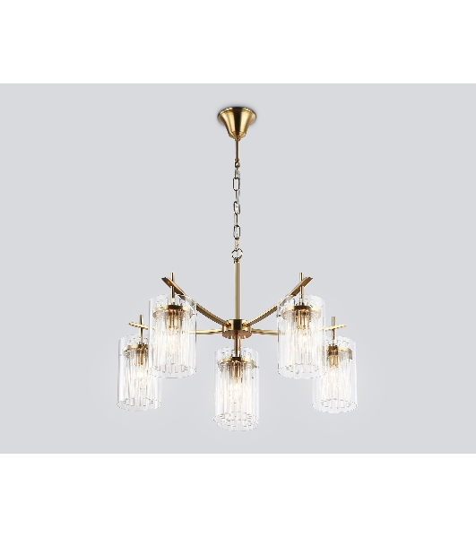 Люстра Ambrella light LH56031/5+1 BS/CL латунь/прозрачный E14*6 max 40W D680*1200