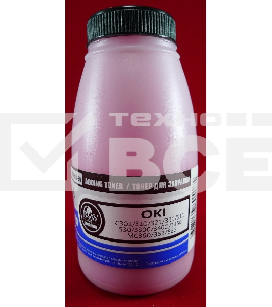 Тонер OKI C301/C321/C310/C330/C331/C510/C511/C530/C531/C3300/C3400/C3450/C3520/C3530/C3600/C5600/C5700/MC350/MC351/MC352/MC360/MC361/MC362/MC561/MC562 Magenta (фл., 50г) B&W Premium (Tomoegawa) - фас.России
