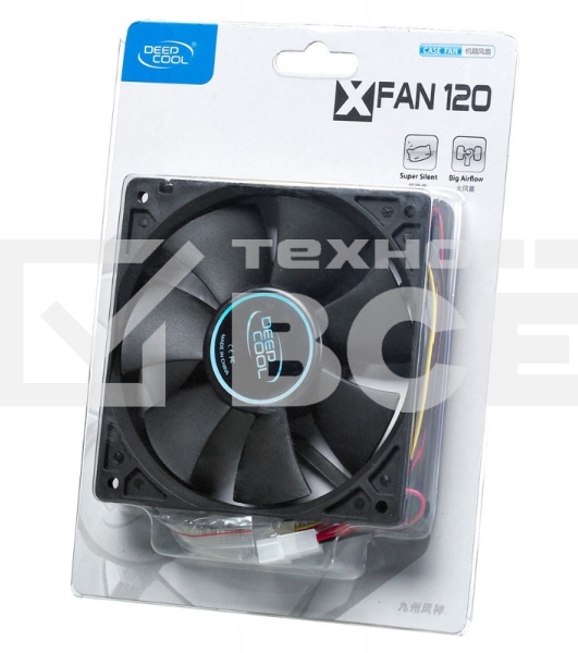 Вентилятор для корпуса DEEPCOOL XFAN 120 черный, 120 мм, 1300 об/мин, 23.7 дБ, 3 pin