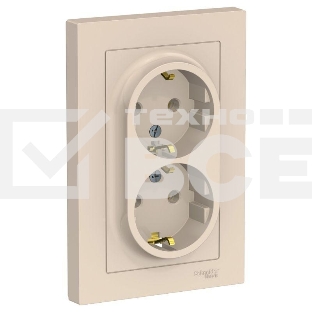 Розетка 2-м ATLAS DESIGN с заземл. 16А в сборе беж. SchE ATN000224