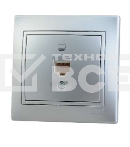 Розетка компьютерная 1-м СП Мира RJ45 метал. сер. Lezard 701-1010-139