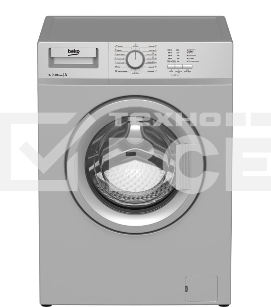 Стиральная машина Beko WRE 65P1 BSS серебристый, загрузка фронтальная 6 кг, 1000 об/мин., класс: А