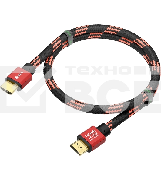 Кабель PROF 1.0m HDMI 2.0, BICOLOR ECO Soft капрон, AL корпус красный, HDR 4:2:2, Ultra HD, 4K 60 fps 60Hz/5K*30Hz, 3D, AUDIO, 18.0 Гбит/с, 28AWG, GCR-54506