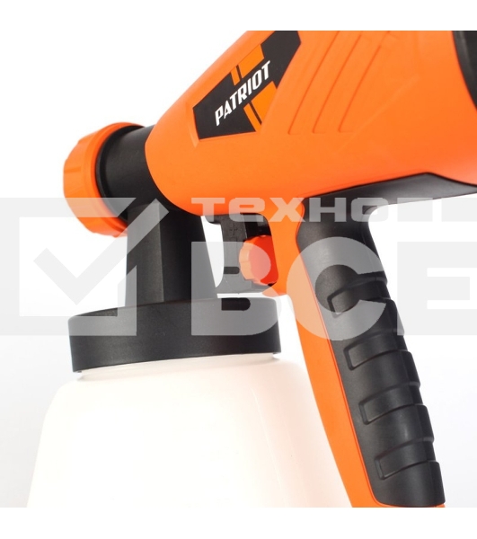 Краскопульт электрический PATRIOT SG500 HVLP 500 Вт., 100 DIN/сек, Расход 900 мл/мин., Резервуар: 1300 мл