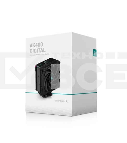Кулер для процессора DEEPCOOL AK400 DIGITAL черный, 120 мм, алюминий/медь, 1850 об/мин, 28 дБ, 4 pin, 220 Вт, 156 мм