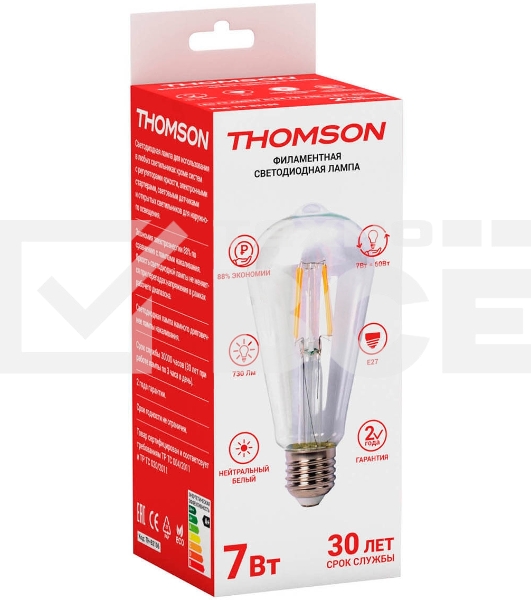 Лампа светодиодная Hiper THOMSON LED FILAMENT ST64 7W 730Lm E27 4500K