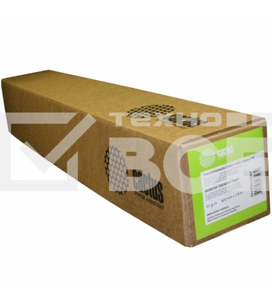 Универсальная инженерная бумага Cactus без покрытия А2 420ммх175м. 80 г/кв.м втулка 76,2мм (3”)