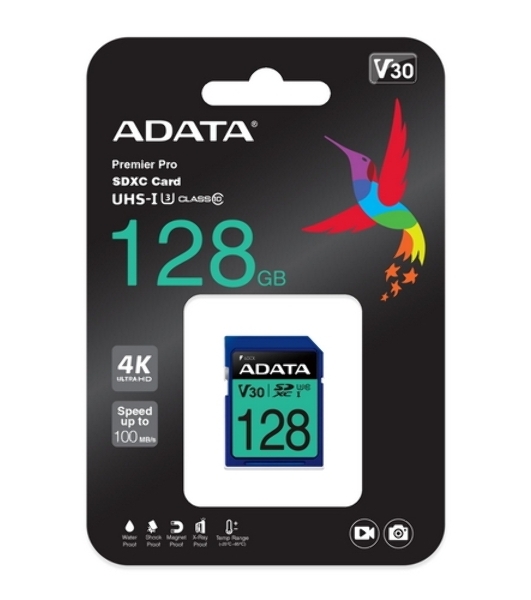Флеш карта SD ADATA 128Gb ADATA Premier Pro SDXC Class 10 UHS-I U3 V30S 95/60 MB/sФлеш карта SD