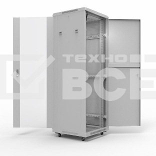 Напольный шкаф Rexant серии Standart 42U 600х800 мм, передняя дверь стекло, задняя дверь металл, RAL 7035 (состоит из 2 частей)