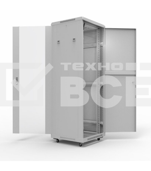 Напольный шкаф Rexant серии Standart 42U 600х800 мм, передняя дверь стекло, задняя дверь металл, RAL 7035 (состоит из 2 частей)