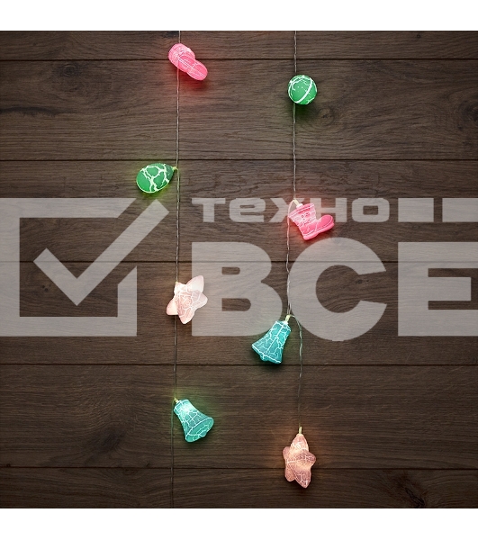 Гирлянда светодиодная «Новый год» 1,5 м, прозрачный ПВХ, 10 LED, теплый белый, питание 2 х АА (батарейки не в комплекте)