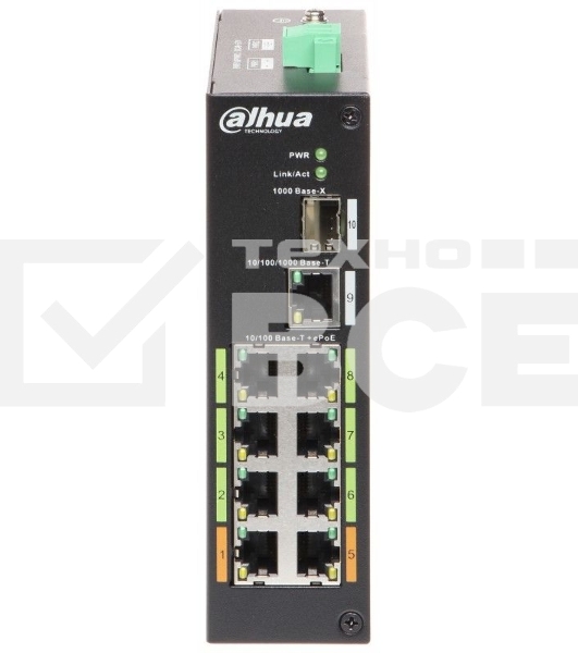 Коммутатор Dahua DH-LR2110-8ET-120 8-портовый ePoE
