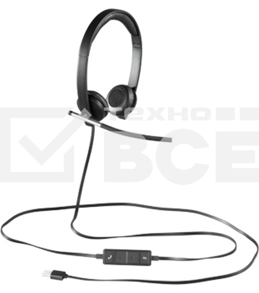 Наушники с микрофоном Logitech H650E черный 1.1м 981-000519