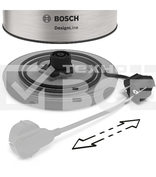 Чайник электрический Bosch TWK3P420 1.7л. 2400Вт черный (корпус: нержавеющая сталь)