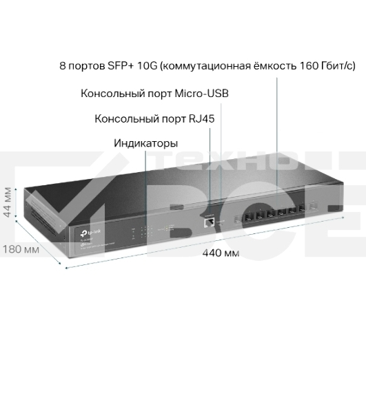 Коммутатор Fully managed switch with full 8-port 10G fiber ports and 160 Gbps switching capacity