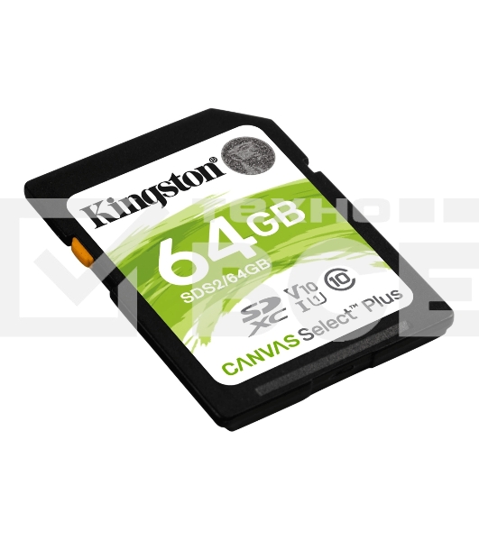 Флеш карта SDHC 64Gb Class10 Kingston <SDS2/64GB>, Canvas Select 100R CL10 UHS-I