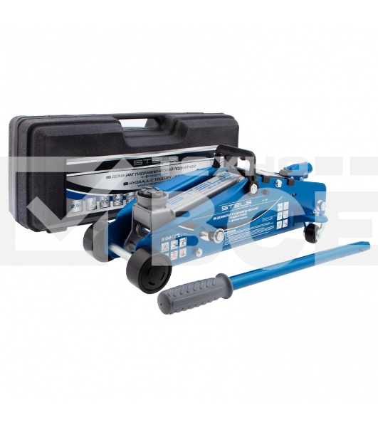 Домкрат STELS 51132гидравлический подкатной с фиксатором 2.5 т safety pin 140-385мм в кейсе