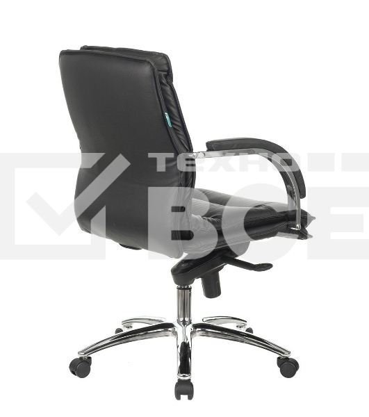 Кресло руководителя Бюрократ T-9927SL-LOW/BLACK черный, кожа, низкая спинка, крестовина хром