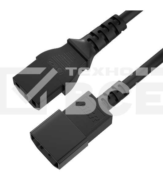 Кабель питания GCR PROF удлинитель 2.0m, С13 - С14, черный, 3x1,0 мм, GCR-54337