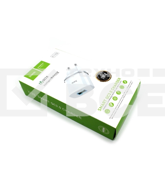 Блок питания (сетевой адаптер) HOCO С12Q Smart QC3.0, один порт USB, 5V, 3.0A, белый