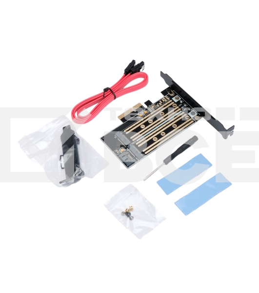 Адаптер для двух SSD M.2 (NVMe+SATA) в разъем PCI-e Gembird MF-PCIE-NVME-SATA, коробка