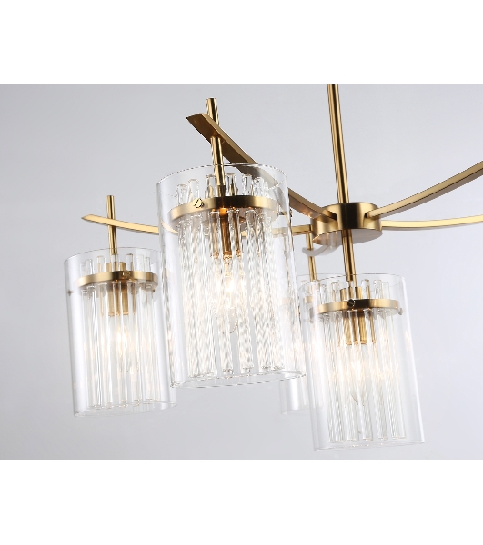 Люстра Ambrella light LH56031/5+1 BS/CL латунь/прозрачный E14*6 max 40W D680*1200