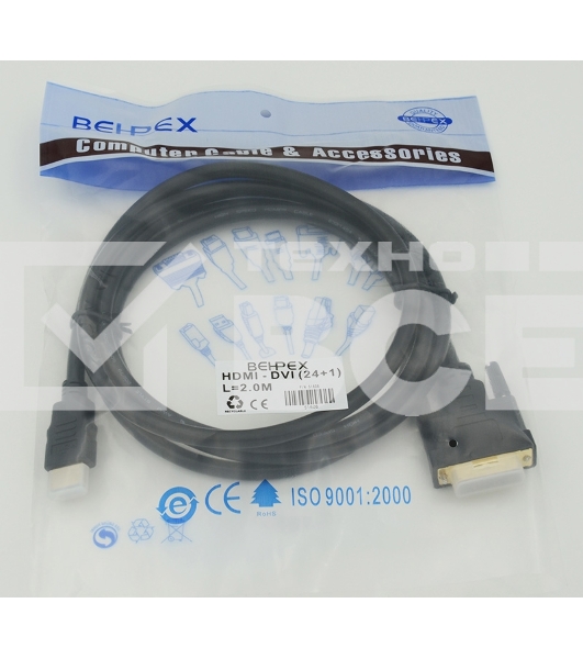 Кабель видео Behpex HDMI (m)/DVI-D (Dual Link) (m) 2м. черный